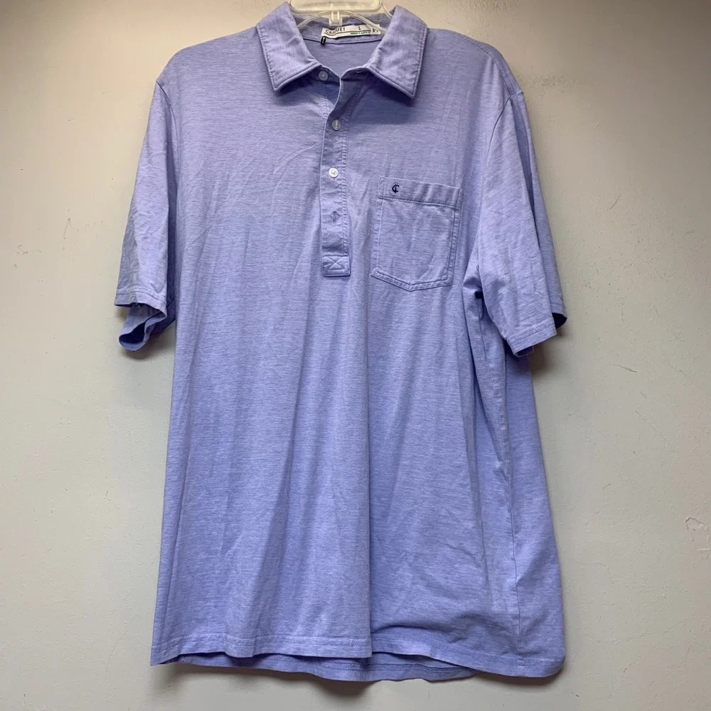 Criquet Polo Shirt Mens Large Lavender Excellent Pima Cotton Stretch Pocket
